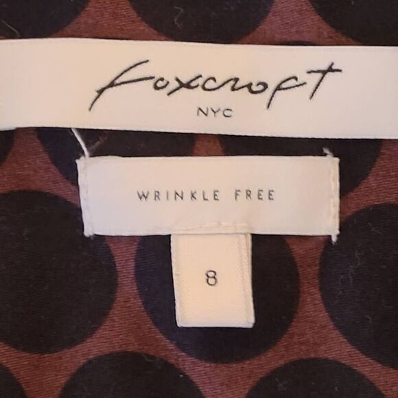 Foxcroft Womens Long Sleeve Polka Dots Button Front Wrinkle Free Blouse  Size 8 - Picture 2 of 10